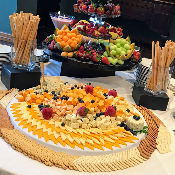 catering trays of food during event